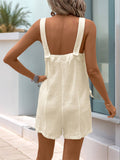 Textured Solid Pocketed Sleeveless Romper