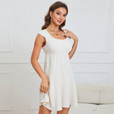 Waist Big Cake U Neck Backless Sexy Dress