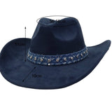 Unisex Suede Cowboy Hat With Leather Belt Detail_Cwah04494