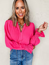 Pullover V-Neck Long-Sleeved Casual Ruffled Shirt