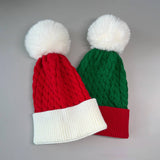 Cwah0749_Christmas Bell Knitted Santa Hat With Twist