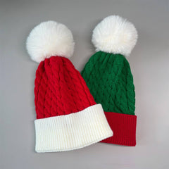 Cwah0749_Christmas Bell Knitted Santa Hat With Twist
