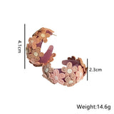 SUMMER EMBROIDERED FLOWER STUD EARRINGS HANDMADE_CWMM6184