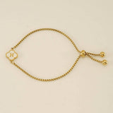 Cwaje1959_Adjustable Four Leaf Clover Letter Shell Bracelet