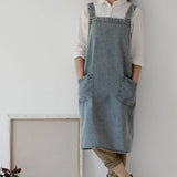 COTTON CANVAS WASHED DENIM APRON WITH POCKETS_CWMM3296