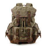 CANVAS LEATHER HIKING BACKPACK FOR SCHOOL TRAVEL_CWAB5518