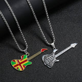 GUITAR PENDANT LONG STAINLESS STEEL NECKLACE_CWMM4611