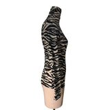 STYLISH ZEBRA PRINT MESH HIGH NECK FITTED TOP_CWTBLL3425