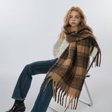 Wide Faux Cashmere Tassel Scarf-Winter Plaid Shawl_Cwasc2309