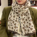 BEIGE LEOPARD FAUX CASHMERE SCARF FOR FALL WINTER_CWASC1258