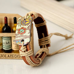 Vintage Style Hemp Rope Braided Leather Bracelet_Cwmm4459