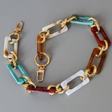 HEART RECTANGLE COLORFUL MIXED ACRYLIC BAG CHAIN_CWMM5061