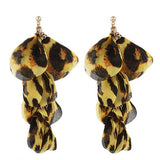 HANDMADE LEOPARD TASSEL EARRINGS BOLD LONG DROPS_CWMM6179