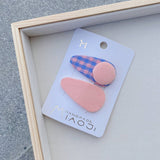 CHILDRENS CUTE BUTTON PLAID HAIRPIN_CWAHA1843