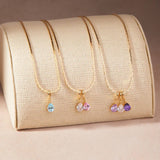 STAINLESS STEEL COLORED DROP ZIRCON NECKLACE_CWMM3921