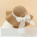 SUMMER FASHION BOW RIBBON WIDE BRIM STRAW HAT_CWAH3473