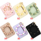 LEATHER ID CARD WALLET WITH SILICONE BEAD KEYCHAIN_CUAB00449