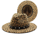 LEOPARD PRINT WOOLEN HAT WIDE BRIM JAZZ HAT_CWAH2534
