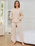 Waffle Two-Piece Loungewear With Long Sleeves