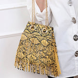 Women Snake Portable Fringe Bag_Cwab0797
