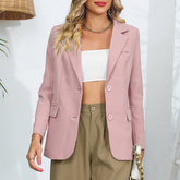 Solid Color Pocket Ol Style Long Sleeve Blazer