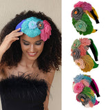FLORAL FABRIC HEADBAND BOLD TASSEL HAIR ACCESSORY_CWAHA5662