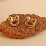 ORIGINAL DESIGN 18K STEEL BOW KNOT EARRINGS_CWMM8922