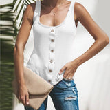 U Neck Solid Color Sleeveless Breasted Vest