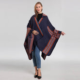 CAPE FASHIONABLE WARM CLOAK KNITTED SLIT SHAWL_CWASC2273