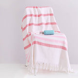 LIGHTWEIGHT COTTON STRIPED BEACH TOWEL WITH TASSELS_CWMM7601