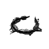 SIMPLE BLACK POLKA DOT BOW LACE HEADBAND_CWAHA1705