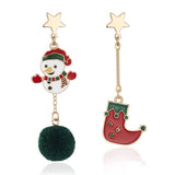 CHRISTMAS STAR BEAR GIFT IRREGULAR EARRINGS_CWAJE2400