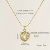 STAINLESS STEEL ZIRCON HEART PENDANT NECKLACE_CWAJE0682