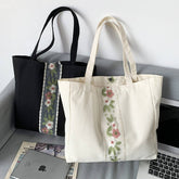 Tote Bags Canvas Large With Embroidered Flower Lace_Cwab2050