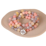 108 LOTUS PENDANT PINK COLOR STONE BEADED BRACELET_CWAJE3948