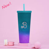 DOUBLE LAYER PORTABLE PLASTIC STRAW DIAMOND CUP_CWMM0978