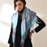 Women Fashion Long Shawl Big Grid Scarf