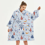 CHRISTMAS REINDEER FLANNEL HOODIE BLANKET GIFT_CWAHA6521