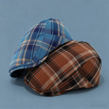 Plaid Dopamine Color Block Newsboy Hat_Cwah04626