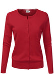 Women Button Down Solid Cardigan_Awocal308