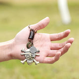 Vintage Braided Skull Leather Keychain_Cwmm4706