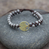 Tree Shaped Pendant Natural Stone Woven Bracelet