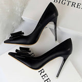 SLIM SHALLOW MOUTH POINTED BOW HIGH HEELS_CWSHH0045