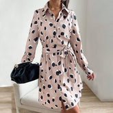 Stylish Breasted Long-Sleeved Pocket Dress