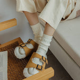 SOLID COLOR TWISTED WOOL MID CALF STACKED SOCKS_CWMS1130