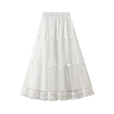 LACE RUFFLE TRIM POLKA DOT TULLE SKIRT_CWBMS0333