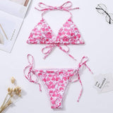 FLORAL DEEP V PUSH UP BIKINI TWO PIECE SWIMSUIT_CWMW0767