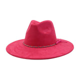 Unisex Suede Wide Brim Fedora Hat Couple Style_Cwah04448