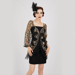 BEADED SEQUIN MIDI SHAWL VINTAGE EVENING COVER_CWMM8956