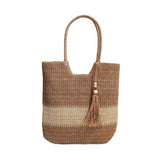 CASUAL WOVEN TWO COLOR BEACH BAG WOVEN BAG_CWAB1861